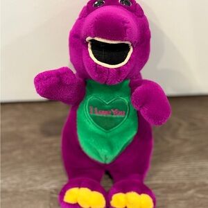 90s MUSICAL BARNEY Purple Dinosaur 10" Singing 'I Love You' Soft Plush Toy Works